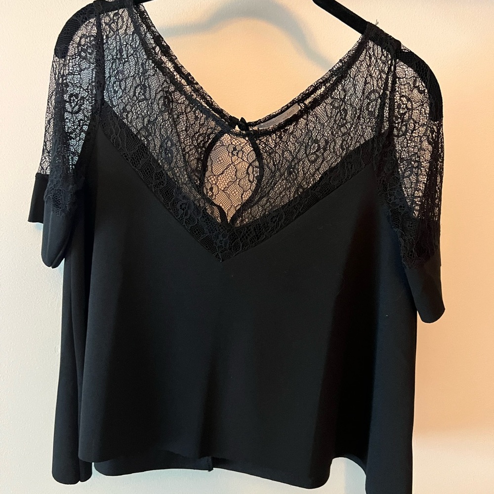 Zara Black Lace Short Sleeve Top